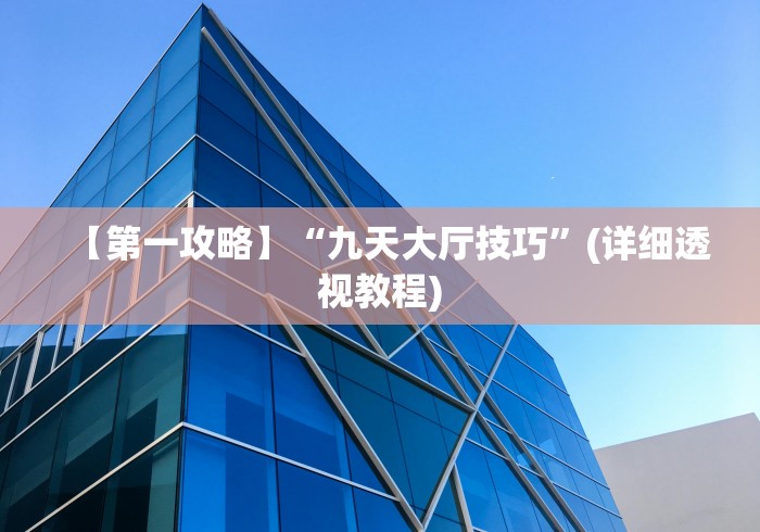 【第一攻略】“九天大厅技巧”(详细透视教程)
