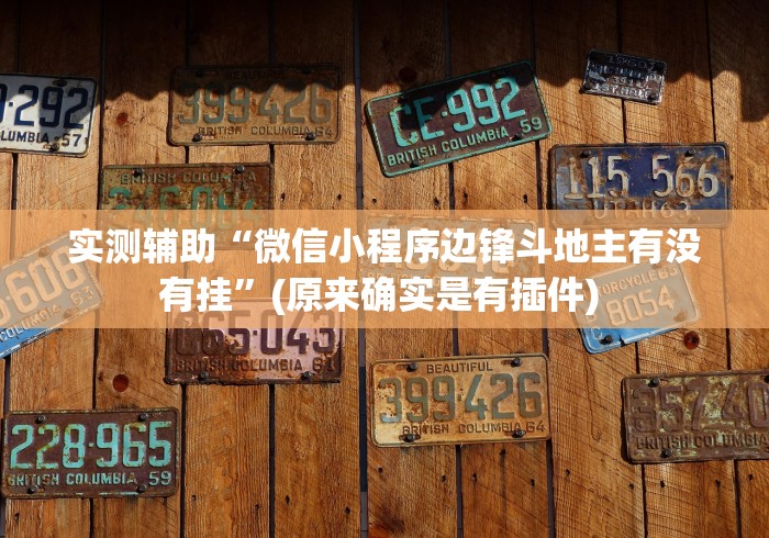 实测辅助“微信小程序边锋斗地主有没有挂”(原来确实是有插件) 