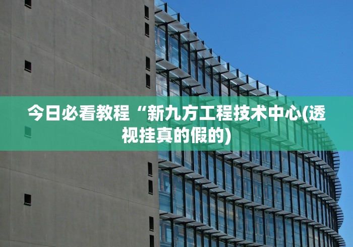 今日必看教程“新九方工程技术中心(透视挂真的假的) 今日必看教程“新九方工程技术中心(透视挂真的假的)