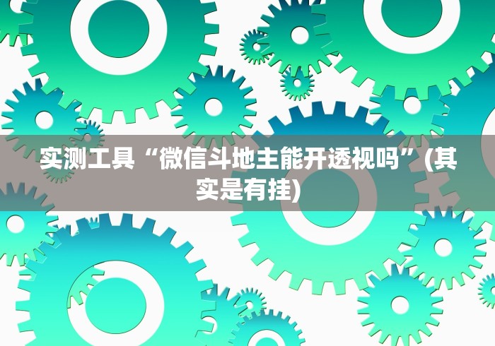 实测工具“微信斗地主能开透视吗”(其实是有挂)