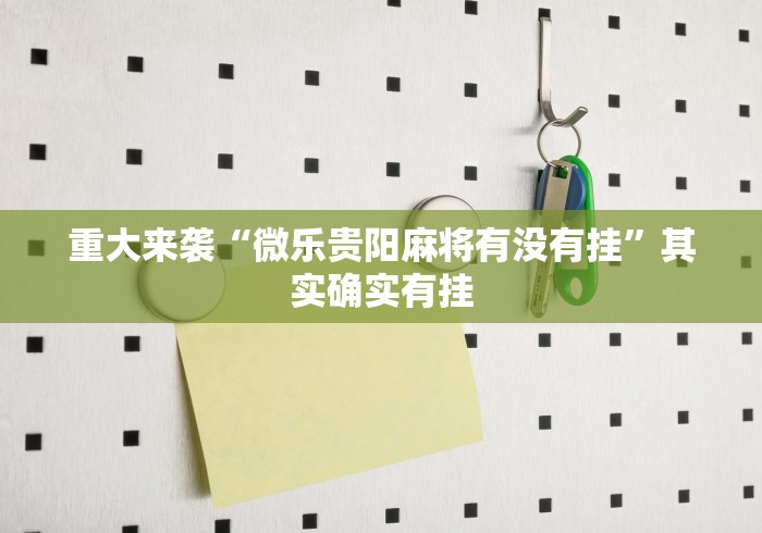 重大来袭“微乐贵阳麻将有没有挂”其实确实有挂