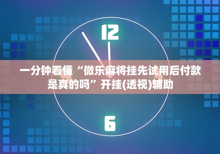 一分钟看懂“微乐麻将挂先试用后付款是真的吗	”开挂(透视)辅助