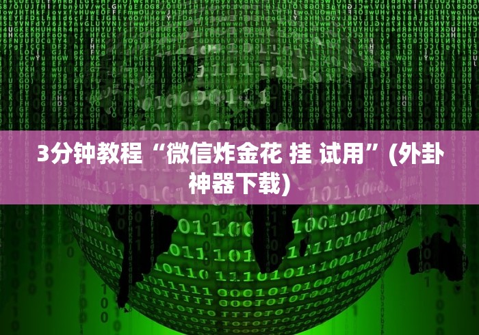 3分钟教程“微信炸金花 挂 试用”(外卦神器下载)