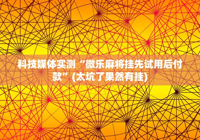 科技媒体实测“微乐麻将挂先试用后付款”(太坑了果然有挂)