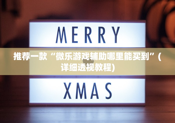 推荐一款“微乐游戏辅助哪里能买到”(详细透视教程)