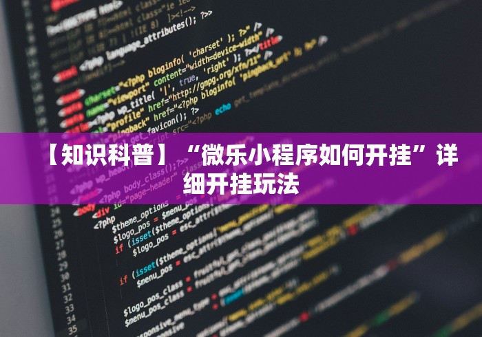 【知识科普】“微乐小程序如何开挂	”详细开挂玩法