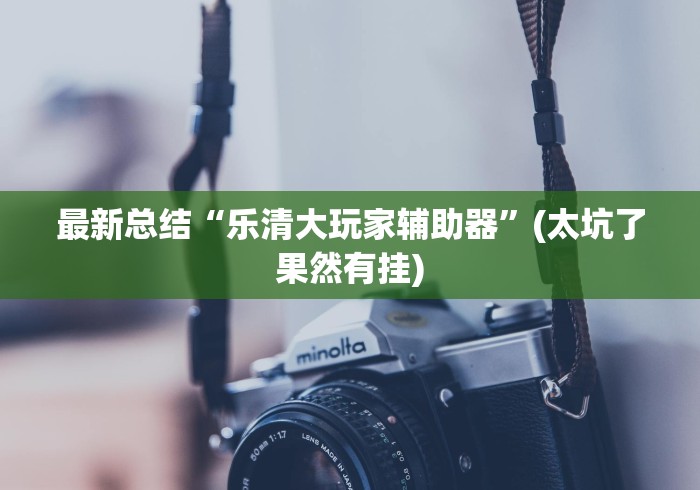 最新总结“乐清大玩家辅助器	”(太坑了果然有挂)