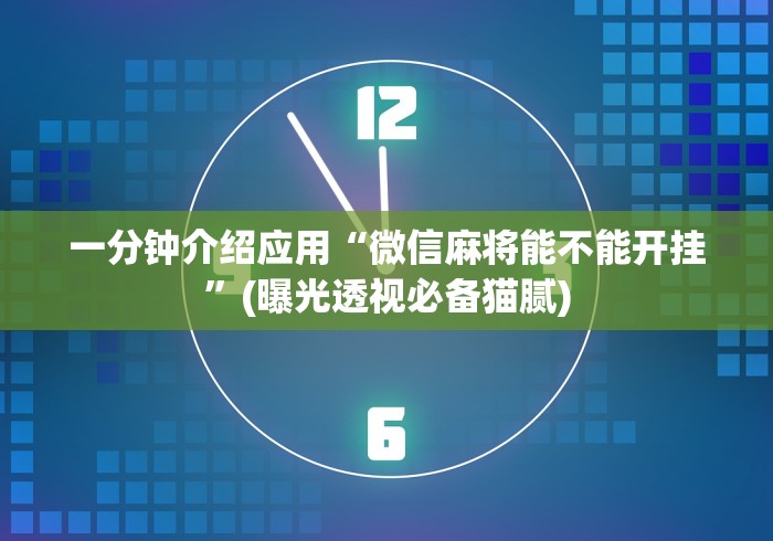一分钟介绍应用“微信麻将能不能开挂”(曝光透视必备猫腻)